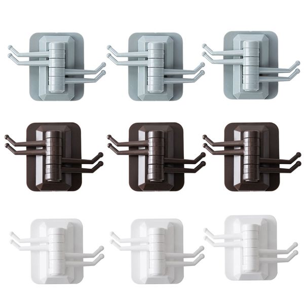 

rotary 4-hook kitchen bathroom wall rack towel rack without screw and trackless sticking hook for kitchen bathroom(9 pack