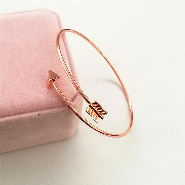 

arrow charm bangles women bracelets gold silver rose gold open adjustable cuff bangle fashion jewelry gifts, Black