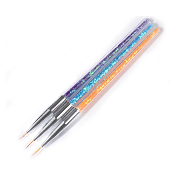 

3pcs/set nail art liner brush acrylic handle french lines stripe flower painting drawing pen manicure tool, Yellow