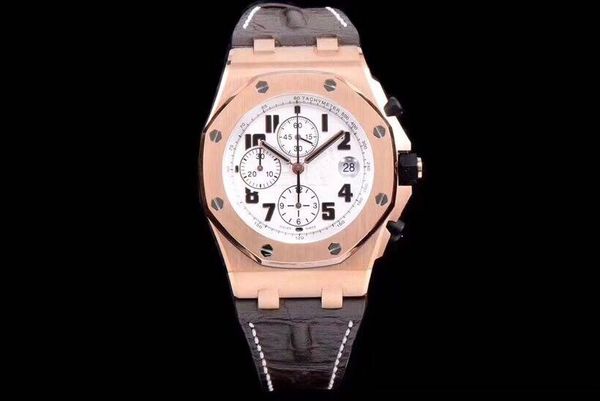 

jf super-5 26170 montre de luxe 42*16 mm asia7750 full-automatic movement watches 316l fine steel case timing function designer watches, Slivery;brown