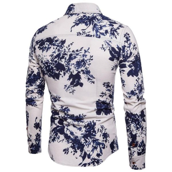

casual shirts single breasted floral printed daily male tees panelled lapel neck homme 2020 spring mens, White;black