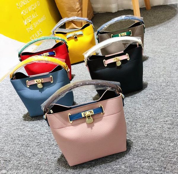 

2020 lock bucket bag women new fashion crossbody shoulder bags summer bright colors handbag ladies totes