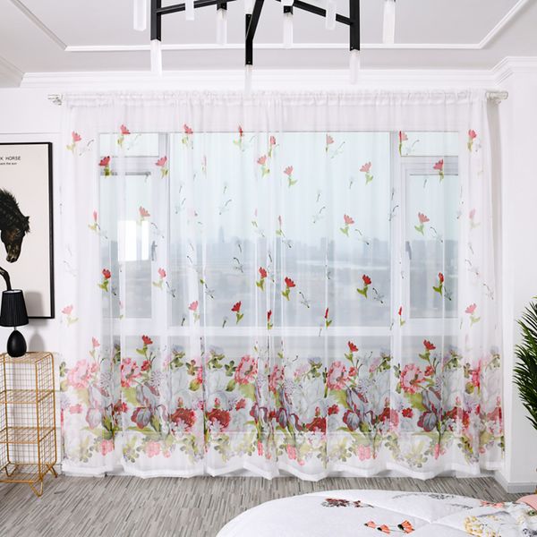 

trees sheer curtain tulle window treatment voile drape valance fabric cortinas para sala luxo valance curtains for living room