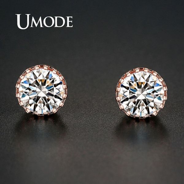 

umode round clear cubic zirconia stud earrings rose gold earrings small cute wedding engagement fashion jewelry gifts ue0013a, Golden;silver