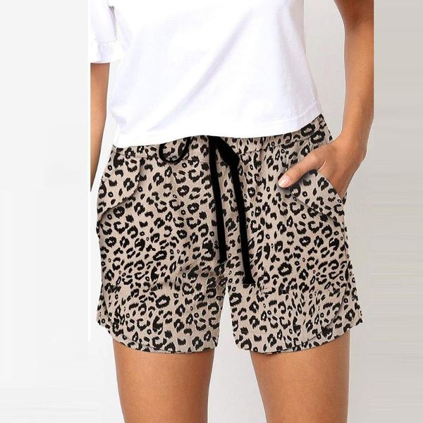 

women summer shorts leopard lace up high waist elastic cotton short pants women beach casual stuff new shorts #t1g, White;black