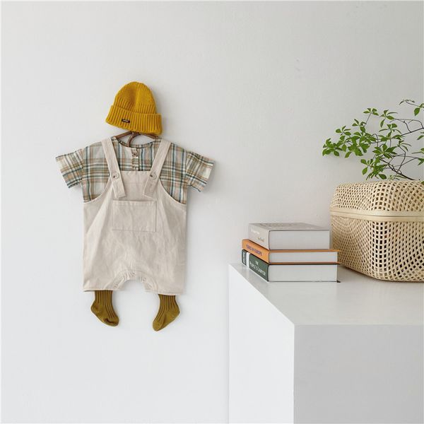 

2020 корея одежда для девочек baby girl boy bodysuit летние девушки шаблон сетки эпикировка двухсекционный short sleever ткань + общий, Blue