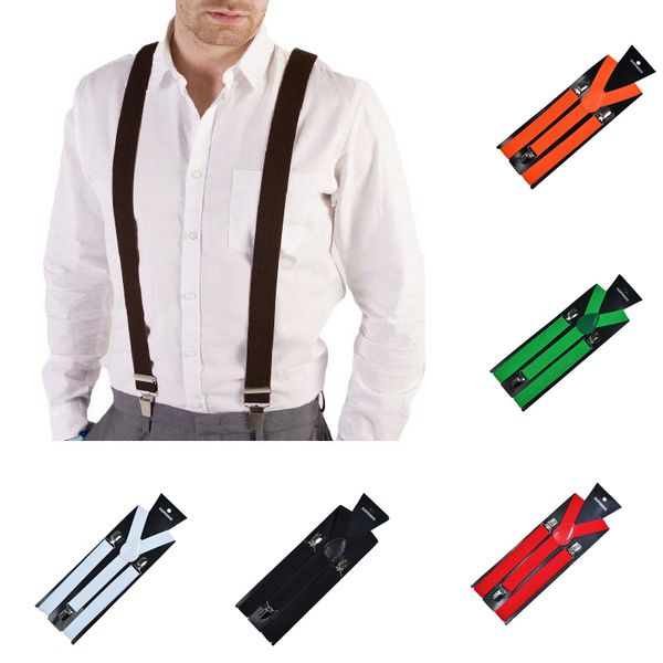 

elasticated suspender straps adjustable womens men y shape elastic clip-on suspenders 3 clip pants braces, Black;white