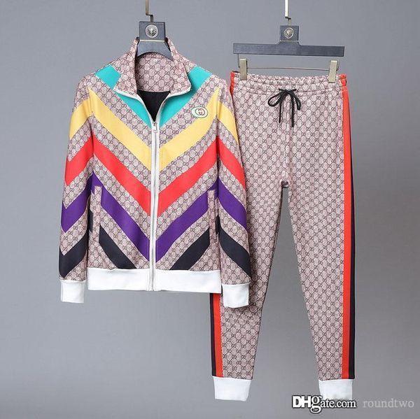 

2020 print stitching fleece sweatshirts suits men track suit luxury sweat suit coat jacket coat hoodie sweatshirt gu sportswear, Gray