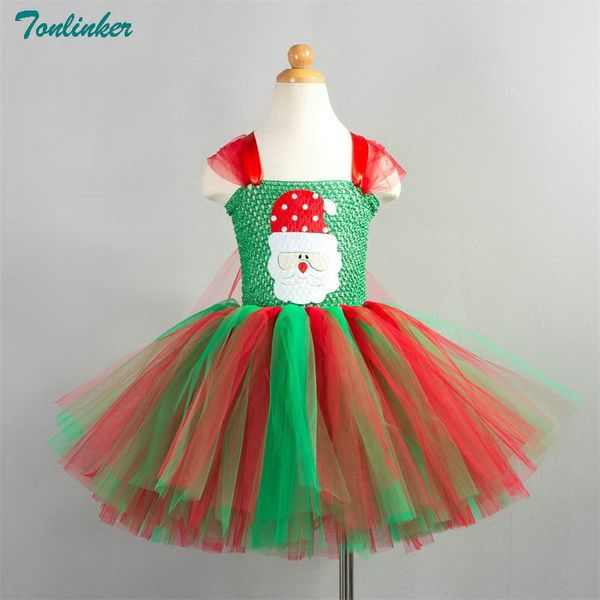 

tonlinker sweet girls christmas tutu dress inspired handmade fully santa bow dress new year girl rapunzel party colthing, Black;red