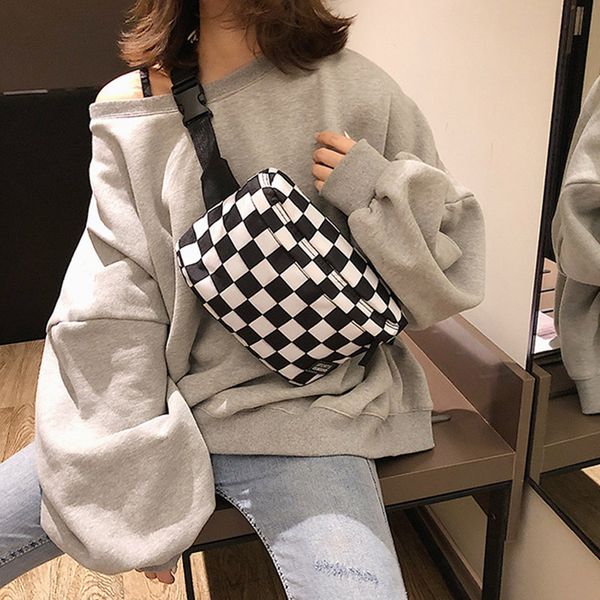 

waist bag women men leg bag lattice checkerboard fanny pack female shoulder belt cellphone chest bags big promotion sale
