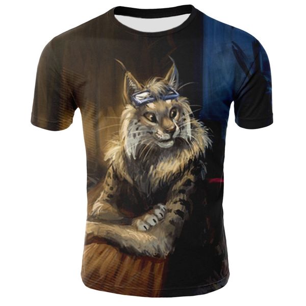 

summer wear 2020 new white tiger europe and the united states trend digital print short-sleeved t-shirt man, White;black