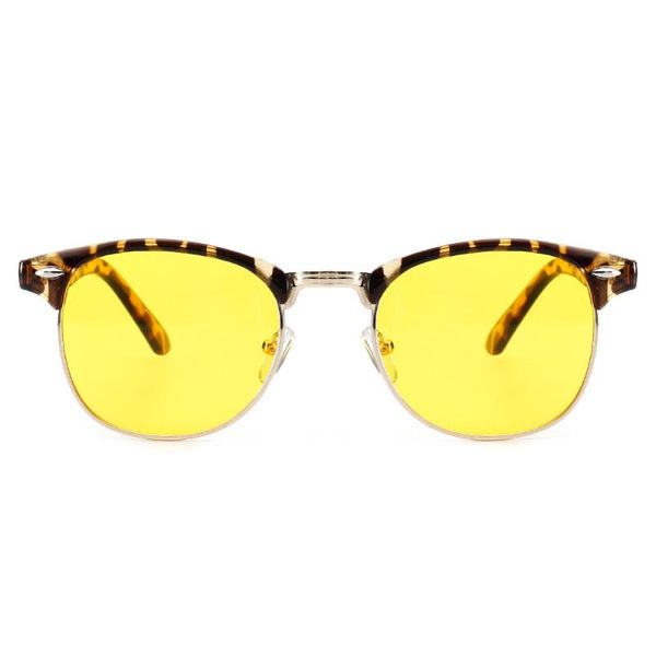 

cyxus blue light blocking computer glasses semi-rimless browline yellow lens for anti eyestrain uv, men/women 8056, White;black