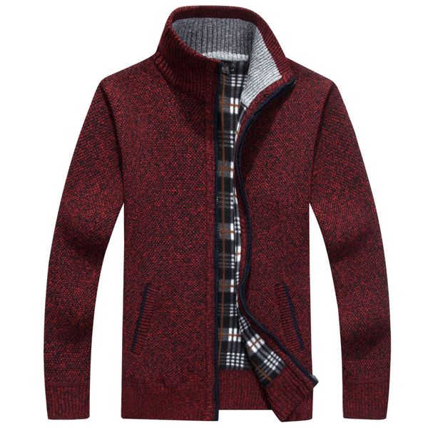 

men's knitted sweater coat winter thick long sleeve cardigan fleece full zip male causal jacket plus size, White;black