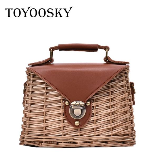 

toyoosky woven rattan bag women square straw shoulder bag small beach handbags women summer handmade basket crossbody bags