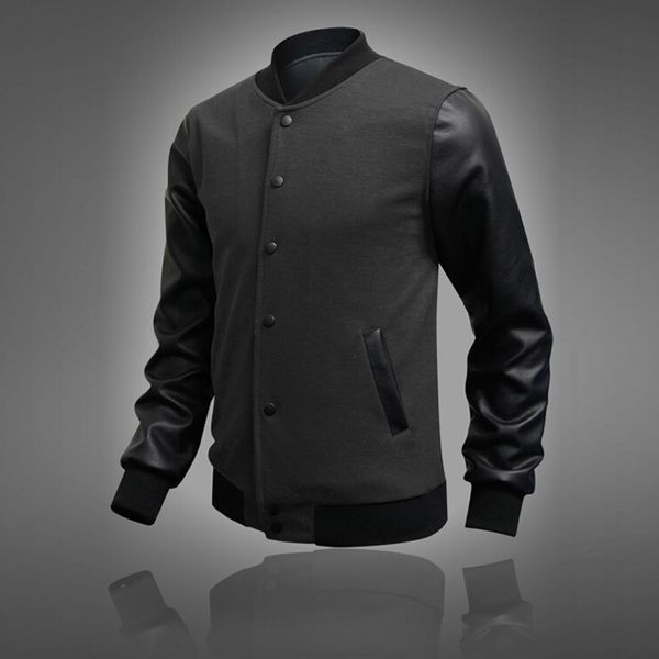 

2015 new men sweater collar sweater personalized baseball stitching clothes men jackets size m-2xl, Black;brown