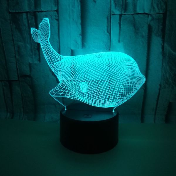 

whale 3d night light acrylic visual stereo 3d led night light remote touch switch lovely 7 color change 3d lamp