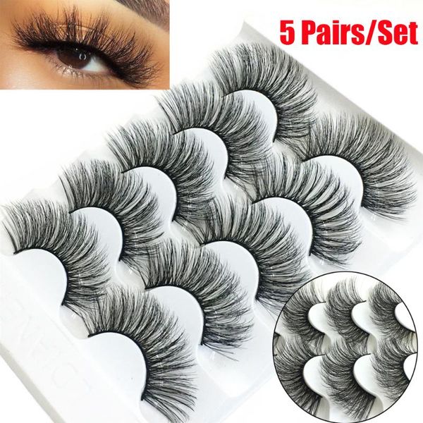 

new 5 pairs 6d faux mink hair false eyelashes soft fluffy wispy thick lashes handmade eye makeup extension 5 styles