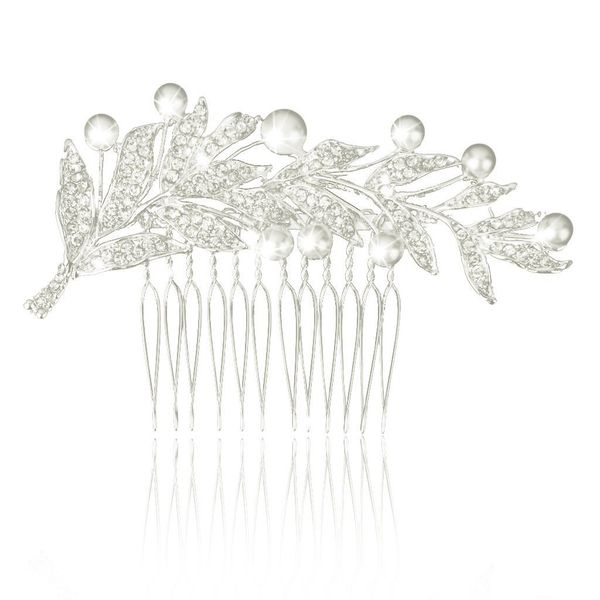 

hthl-bride wedding faux beads foliage hair comb hair jewelry