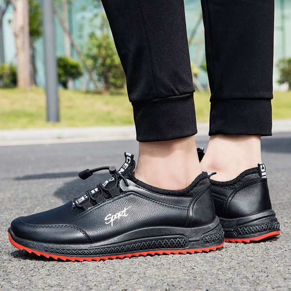 

winter new style men sporty leather shoes simple anti-slip wear-resistant men's shoes