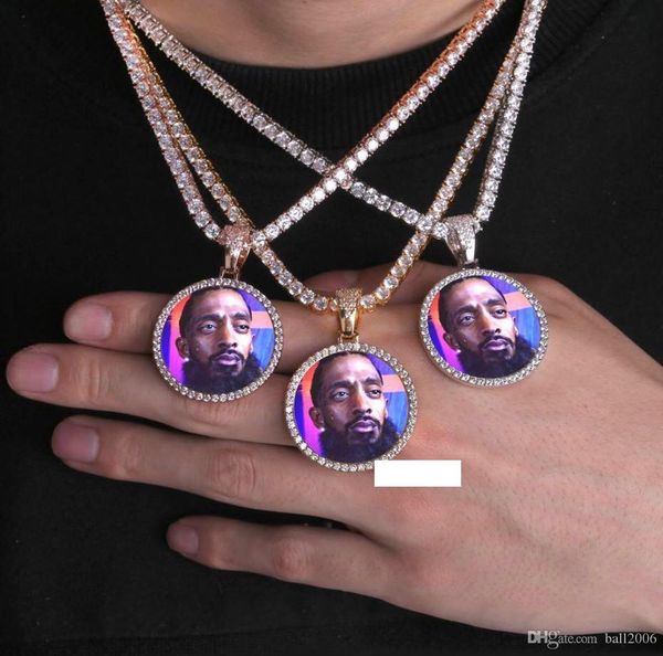 

hip hop solid core iced out custom picture pendant necklace with rope chain charm bling jewelry for men women, Silver