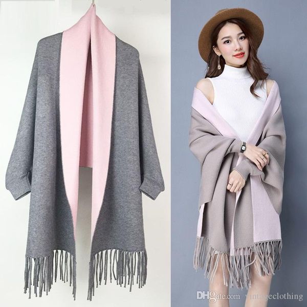 

women loose cardigan casual long sleeves knitted patchwork with tassel fashion outwear winder coat clothing, White;black