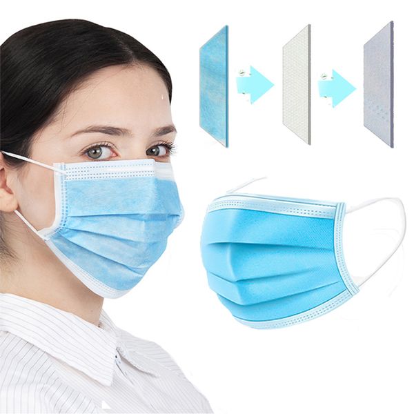 

disposable protective mask 3 layer ply non-wove filter mouth face mask cotton anti dust fog haze meltblown earloop mouth protective masks
