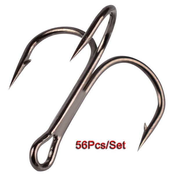 

treble fishing hooks 50pcs/lot black silver super strong round bend barbed triple hooks size 3/0 2/0 1/0 2# 4# 6# 8# 10# 12# 14#