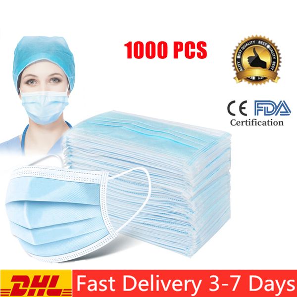 

1000 pcs disposable mask fast delivery 3-layer mask 50pcs face mouth masks non woven disposable anti-dust meltblown cloth masks ear