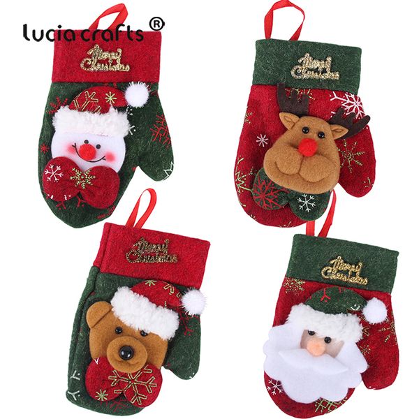 

1piece 9*14cm christmas gloves non-woven glove christmas knife fork bag holder xmas party dinner table decoration supplies