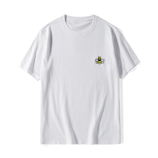 

19ss mens t shirt men women couples casual short sleeve mens round neck tees black white, White;black
