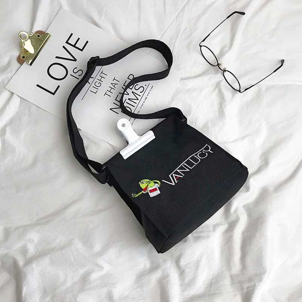

abay cute girl simple printed shoulder bag cartoon student canvas bag women's crossbody bags handbags women bags