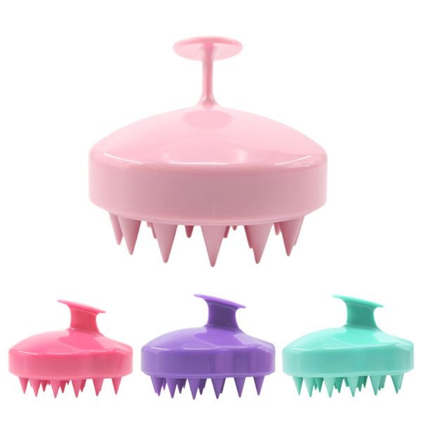 

5 colors handheld silicone scalp shampoo massage brush washing shower head hair comb mini head meridian massage comb tslm2, Silver