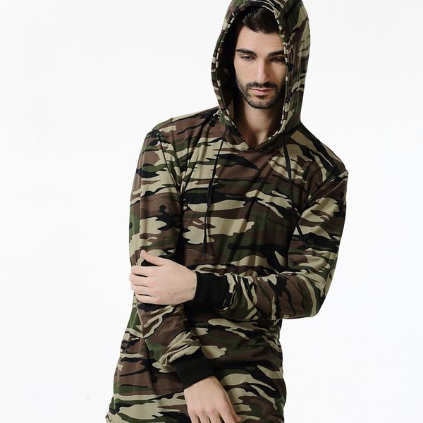 

2017 new arrival long sleeve camoulfage t shirt men hooded oversized side zipper streetwear t-shirt, White;black