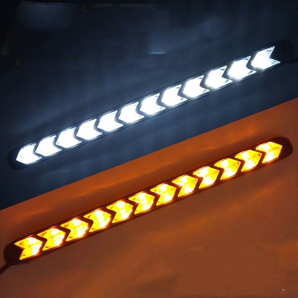 

two-color daytime running light with streamer turn signal arrow flasher drl black bottom 12 lights