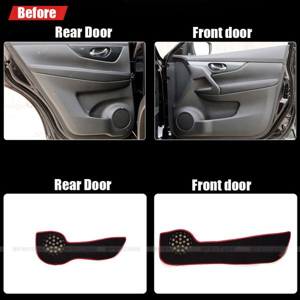 

4pcs fabric door protection mats anti-kick decorative pads for x-trail 2014
