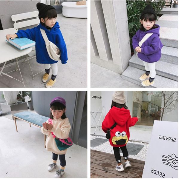 

men and women child fleece thick hoodie cartoon hooded coat 19 winter new style childrenswear ml198122, Black