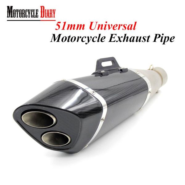 

51mm universal motorcycle exhaust pipe escape moto akrapovic motorcross db killer carbon fiber for r6 yzf max300 750 r15 r25