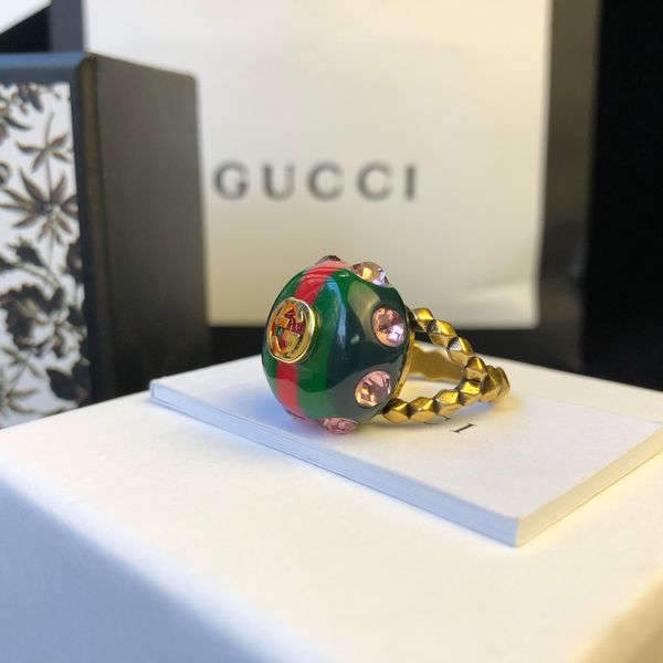 

g топ дизайн смолы классический цвет кольцо армия зеленый бронзовый кольцо роскошный блестящий драгоценный камень кольцо мода ювелирные изде, Silver