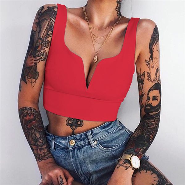 

2019 dhl женщины лето глубокий v-образным вырезом без рукавов футболка тонкий растениеводство с боковой молнией случайные майки, White