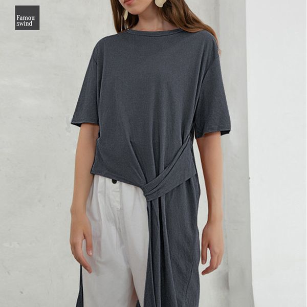 

повседневный длинные блузы 2019 summer o образным вырезом с коротким рукавом асимметричные твердых сыпучих рубашки плюс размер blusas femini, White