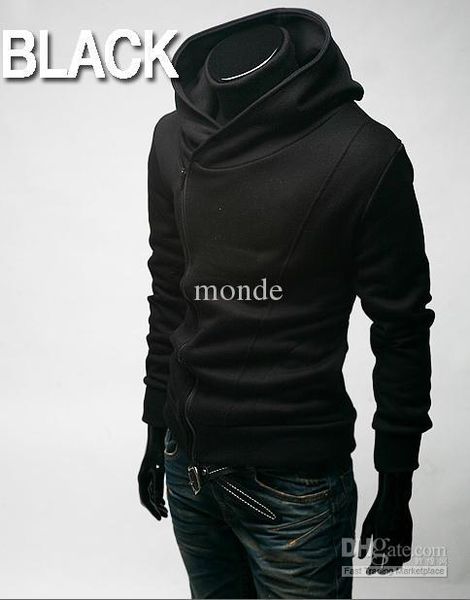 

monde korea back to shool oblique zipper men's hoodie men's jacket men's coat 4 colours black plus size mens coats