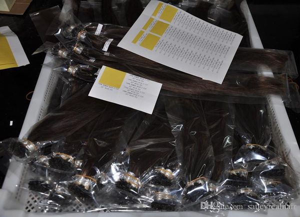 

европейский русский u совет предварительно скрепленные наращивание волос 0.8 g / strand 200s 1b# 613# цвет от 18 до 26 дюймов кератиновый кл, Black