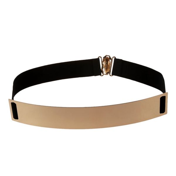 

women's mirror metal waist belt metallic 25*4cm, Black;brown