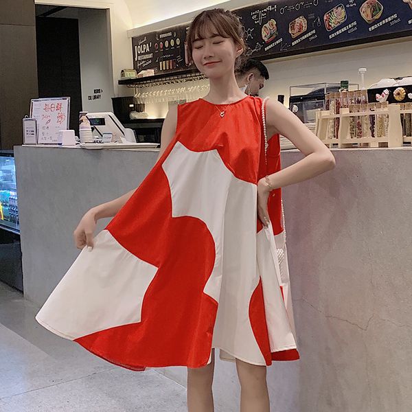 

2020 pregnant women loose style sundress breastfeeding block color patchwork irregular maternity chiffon nursing dress wholesale, White