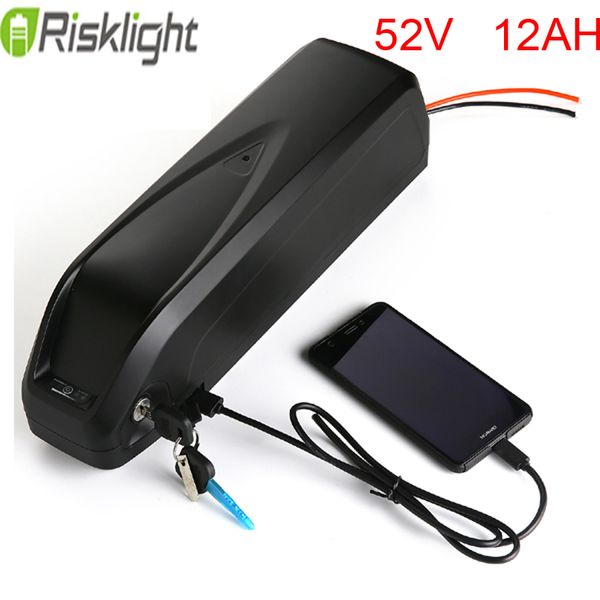 New Shark 51.8V e-Bike Batteria Hailong tipo 52V 12Ah batteria al litio per bicicletta elettrica con caricabatterie + 5V USB Usa cella Samsung