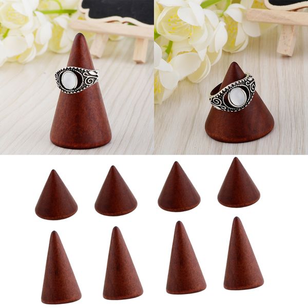 

8 pieces wooden cone shape ring bracelet jewelry stand holder 3cm/5cm height counter display showcase, Golden;silver