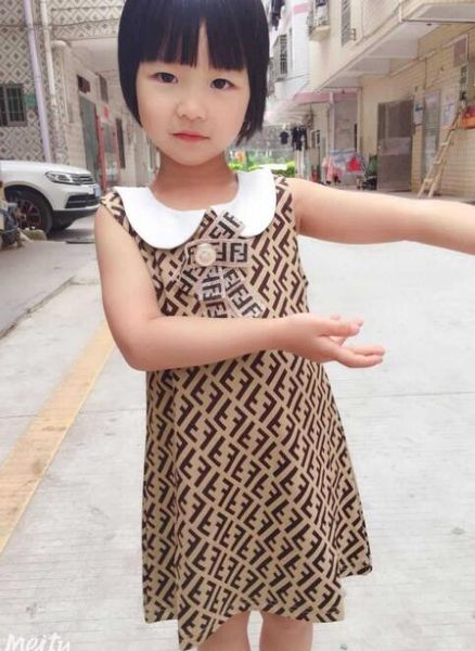 

summer baby girls designer dress children letter print clothing cute bowtie toddler kids sleeveless dress for girl clothes vestidos, Red;yellow