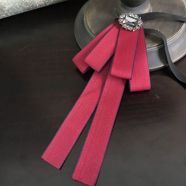 

men women ribbon bow tie cravat business wedding club party jacket butterfly alloy rhinestone crystal uniform pins clips bowtie, Black;gray