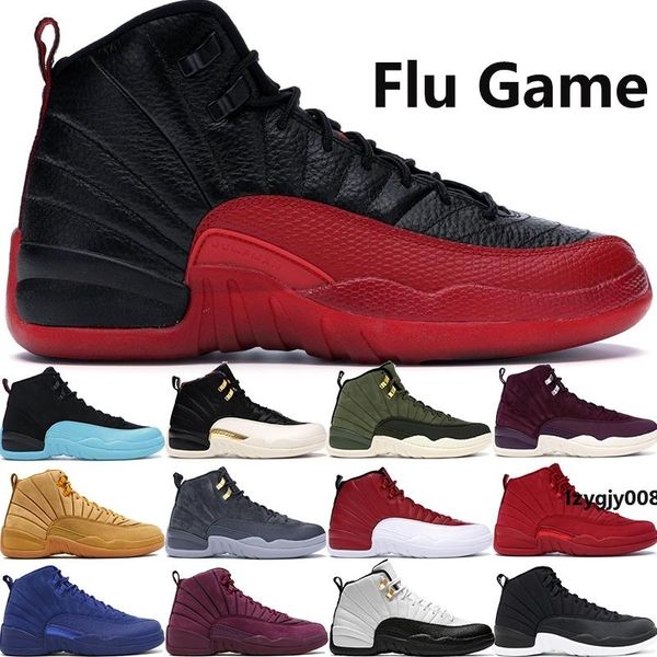

selling cny flu game 12 12s jumpman basketball shoes gamma blue playoff wings dark grey mens luxury designer trainer shoes us7-13