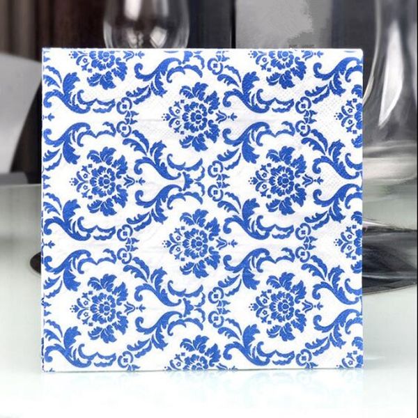 

20pc bride and groom blue napkin print paper table wedding party bbb1039